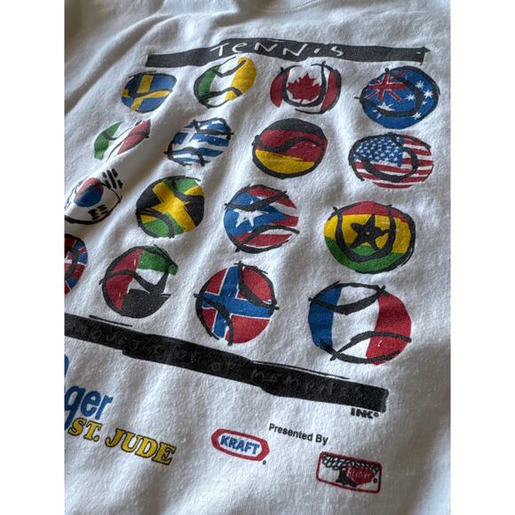 Vintage Tennis Memphis Racquet Club USA Made Hanes White L Crewneck - Picture 4 of 9